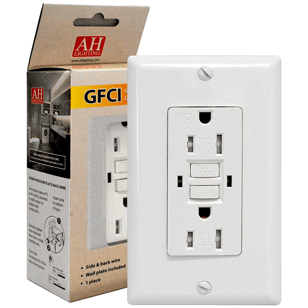 AH Lighting, AH Lighting GFCI 15Amp Tamper Resistant - Self Test (UL943) White