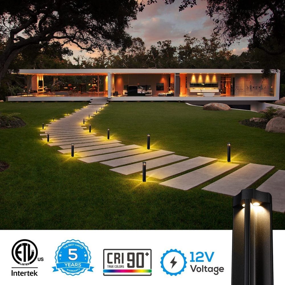 ABBA Lighting USA, ALP14 12-Pack 4W LED 12V Low Voltage Pathway Lighting Package, AC/DC Landscape Driveway Lights