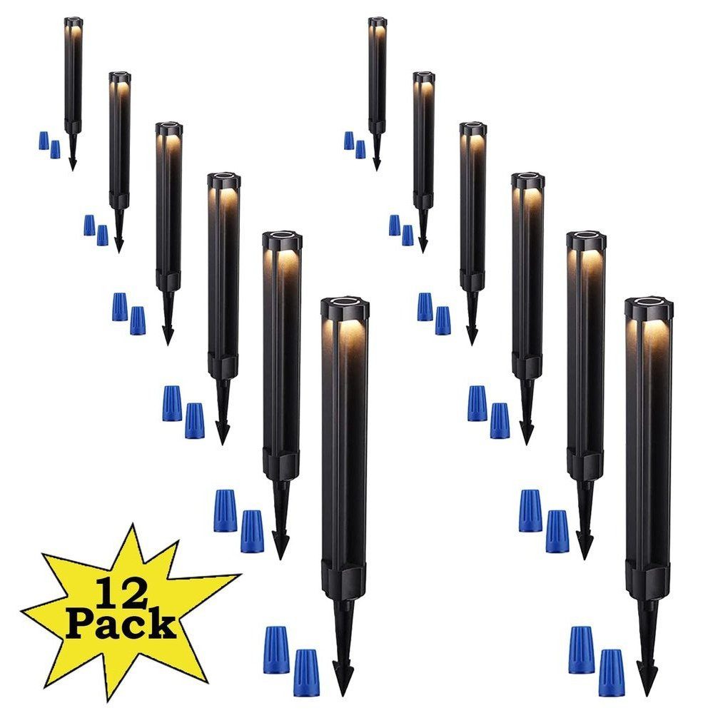 ABBA Lighting USA, ALP14 12-Pack 4W LED 12V Low Voltage Pathway Lighting Package, AC/DC Landscape Driveway Lights