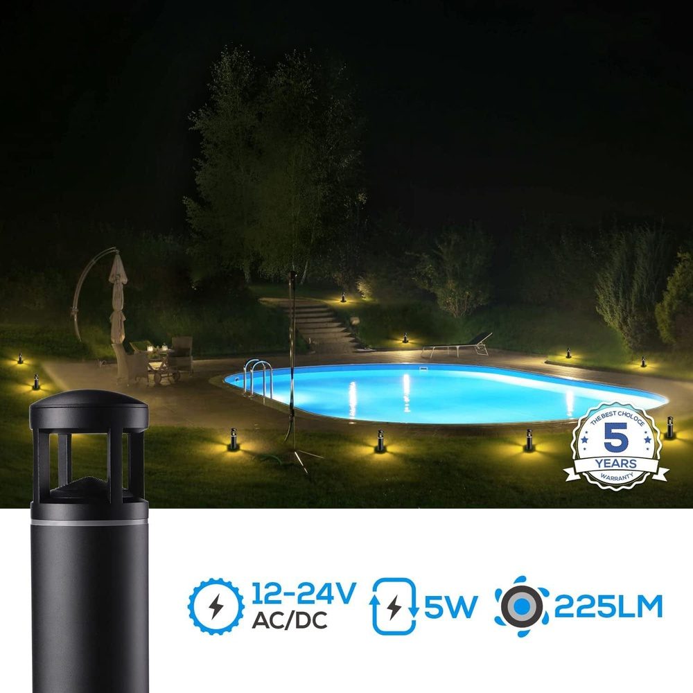 ABBA Lighting USA, ALP59 4-Pack LED Low Voltage Pathway Lights, Outdoor Landscape Lighting, Aluminum Housing, 5W 12V AC/DC Path Lights for Driveway, Garden, Lawn, IP65 Waterproof, 3000K Warm White