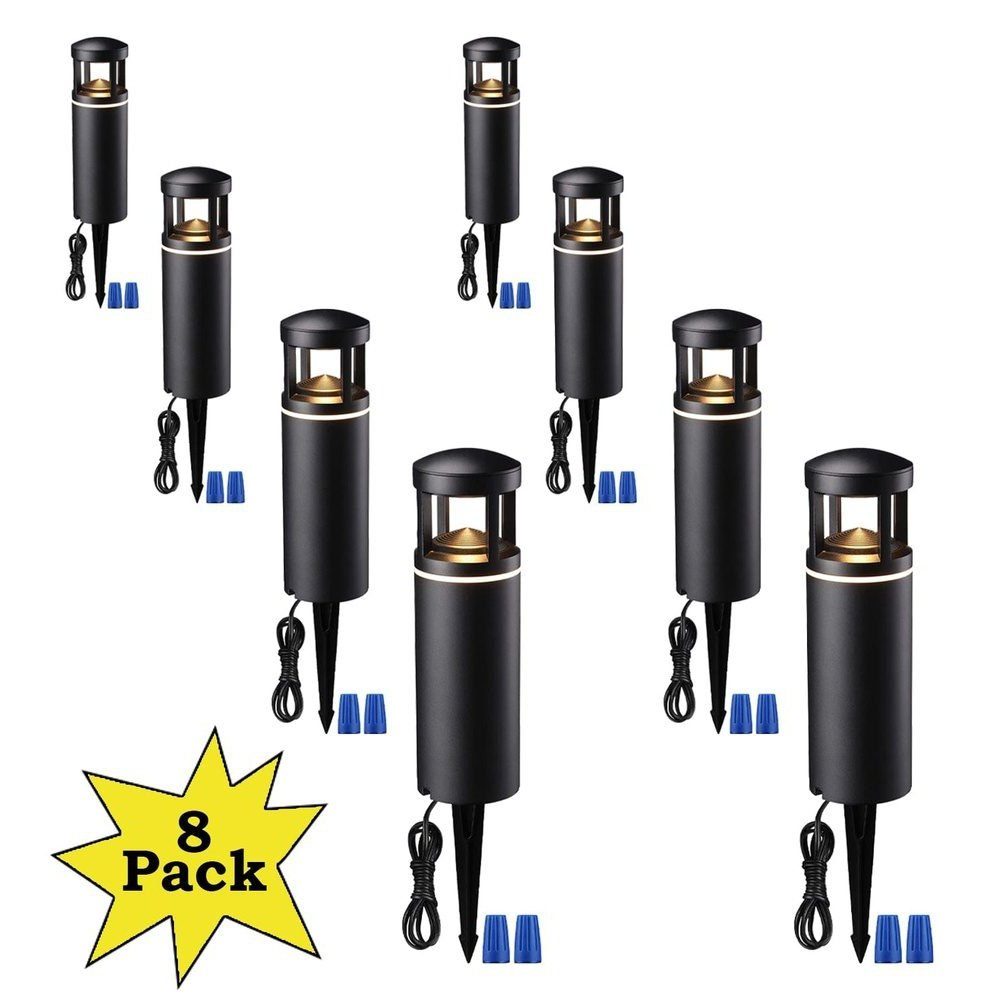 ABBA Lighting USA, ALP59 8-Pack LED Low Voltage Pathway Lights, Outdoor Landscape Lighting, Aluminum Housing, 5W 12V AC/DC Path Lights for Driveway, Garden, Lawn, IP65 Waterproof, 3000K Warm White