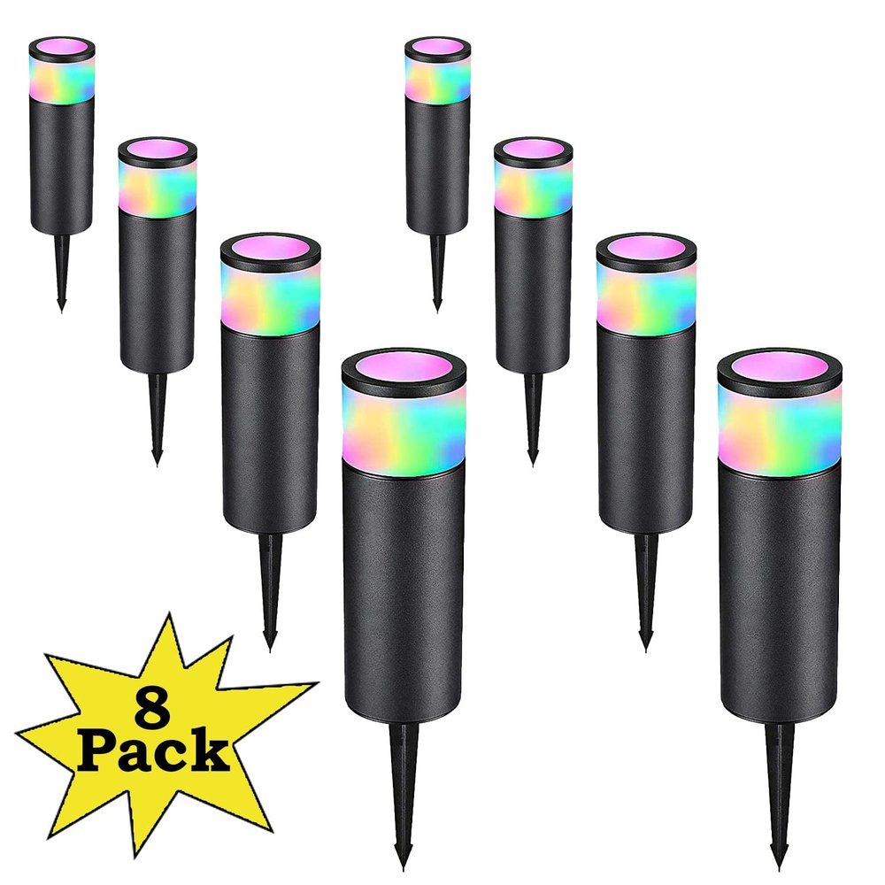 ABBA Lighting USA, ALPR08 8-Pack RGB LED Landscape Pathway Lights Package, 4.5W Low Voltage 12V Bollard Outdoor Landscape Lighting