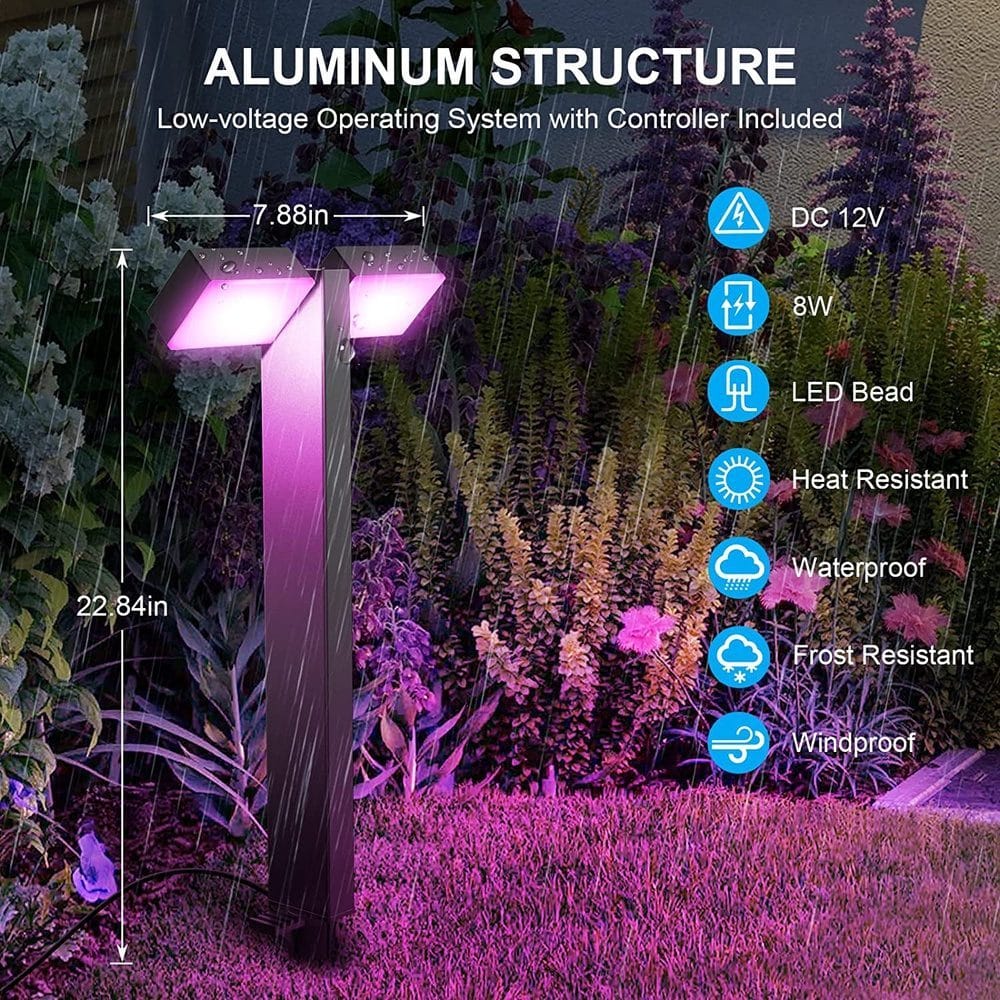 ABBA Lighting USA, ALPR12 4-Pack RGB LED Landscape Pathway Lights Package, 8W Low Voltage 12V Bollard Outdoor Landscape Lighting