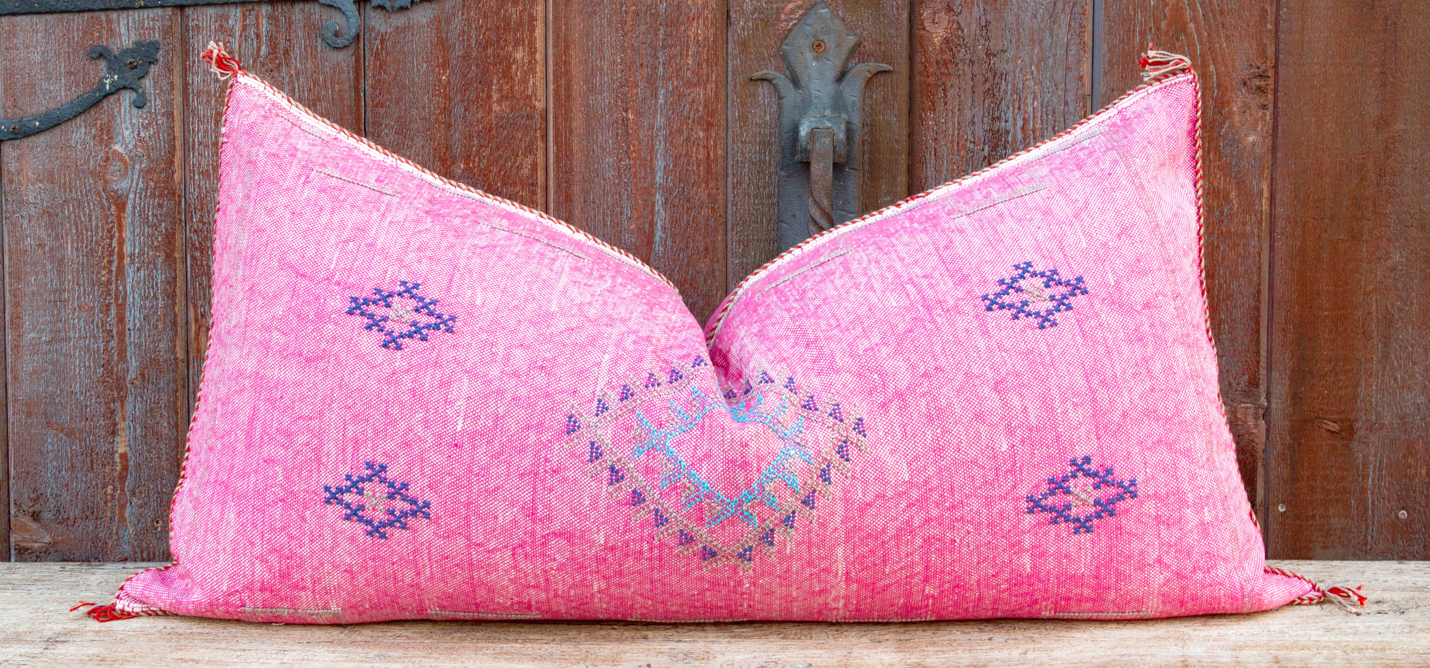 DE-COR | Globally Inspired, Adilah Long Lumbar Moroccan Silk Rug Pillow