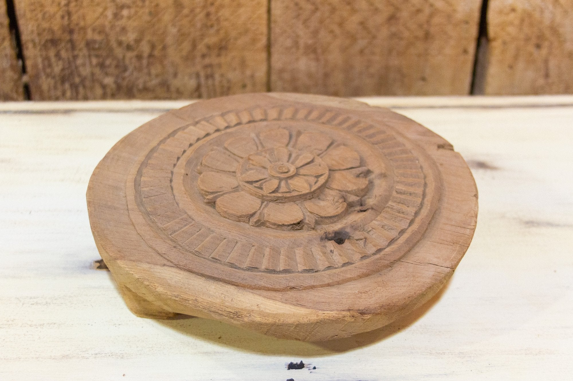 DE-COR | Globally Inspired, Alana Nepalese Carved Lotus Chakla Stand (Trade)