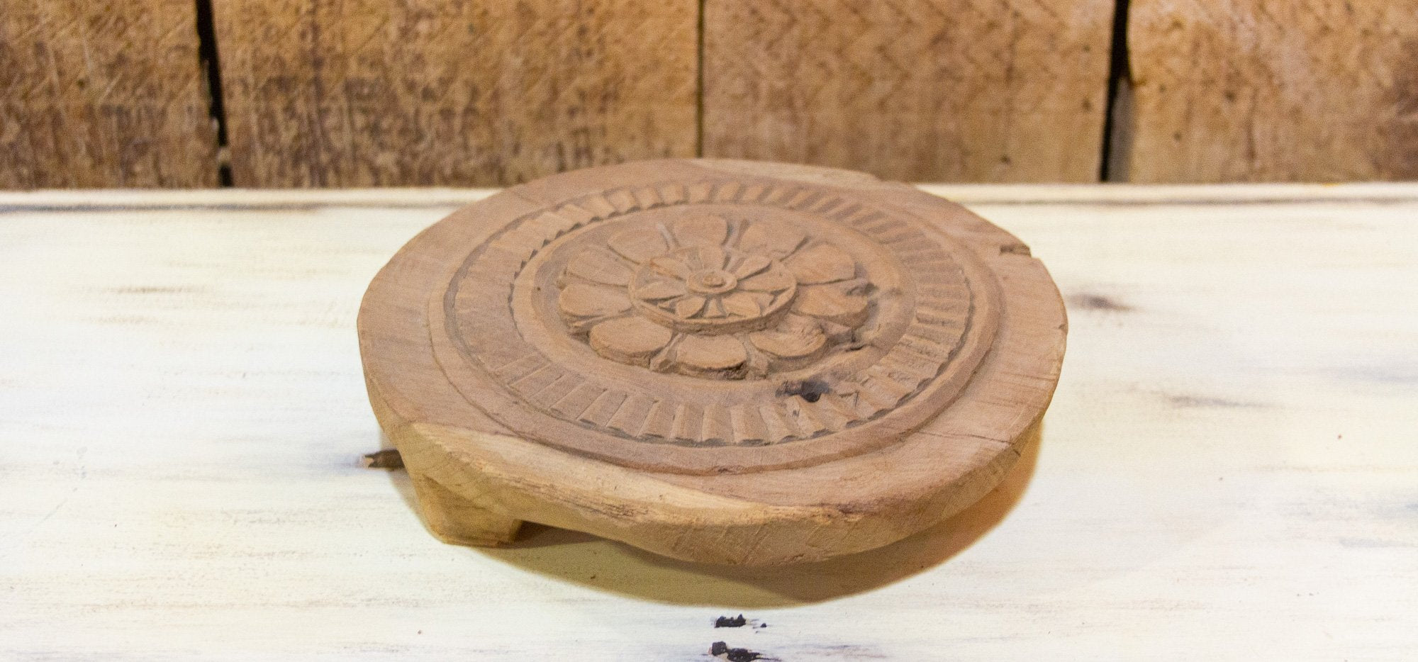 DE-COR | Globally Inspired, Alana Nepalese Carved Lotus Chakla Stand (Trade)