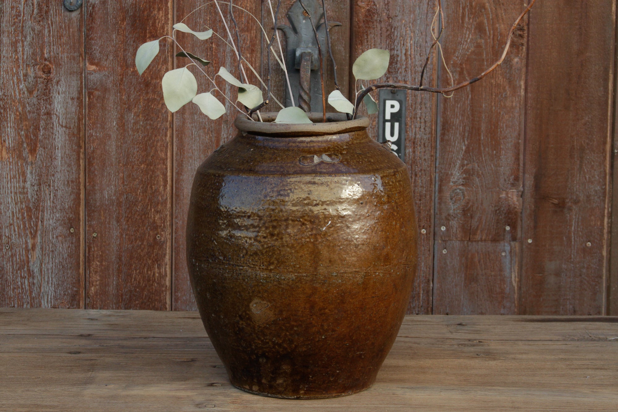 DE-COR | Globally Inspired, Antique Golden Brown Martaban Jar