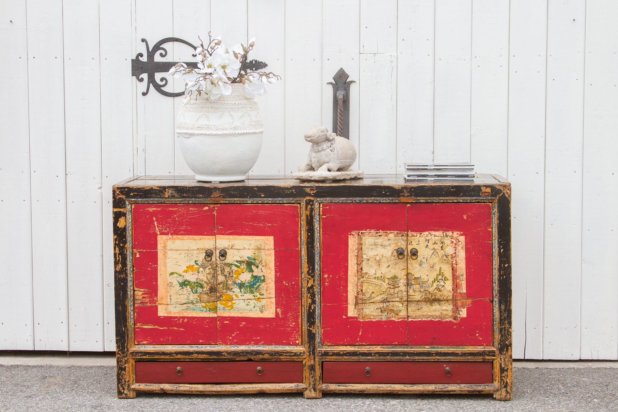 DE-COR | Globally Inspired, Antique Mongolian Painted Sideboard