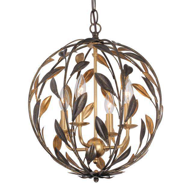 Crystorama Lighting Company, Broche 4 Light English Bronze + Antique Gold Sphere Mini Chan