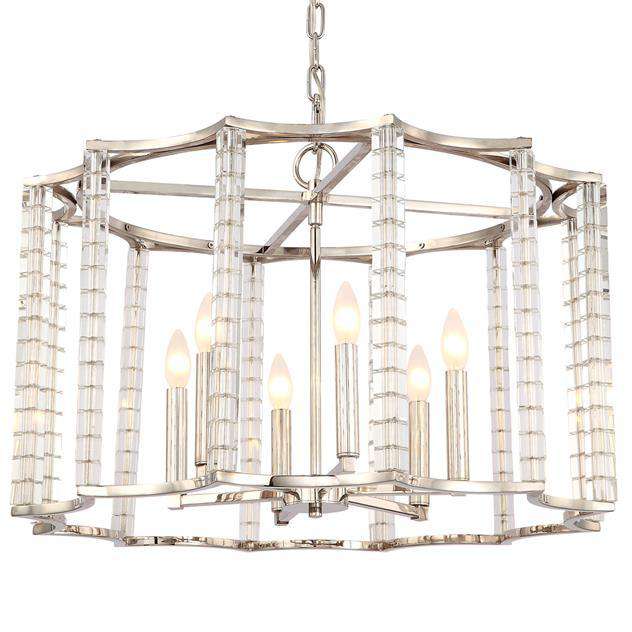 Crystorama Lighting Company, Carson Polished Nickel 6 Light Chandelier