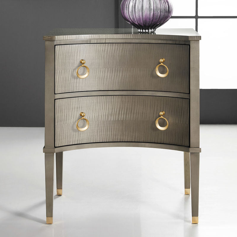 Modern History, Concave Bedside Chest-Grey Sycamore