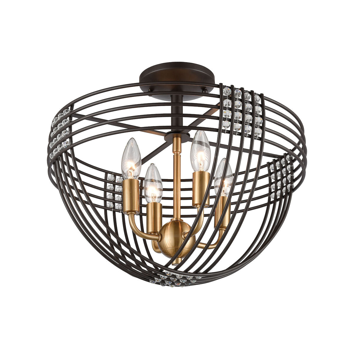 Elk Home, Concentric 16'' Wide 4-Light Semi Flush Mount - Oil Rubbed Bronze