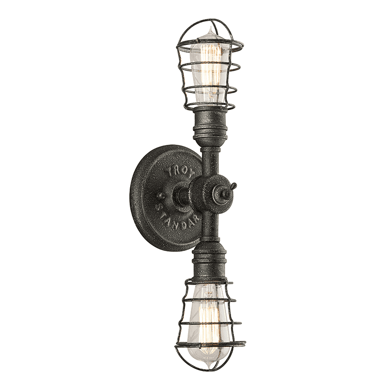 Troy Lighting, Conduit 2Lt Wall Sconce Old Silver