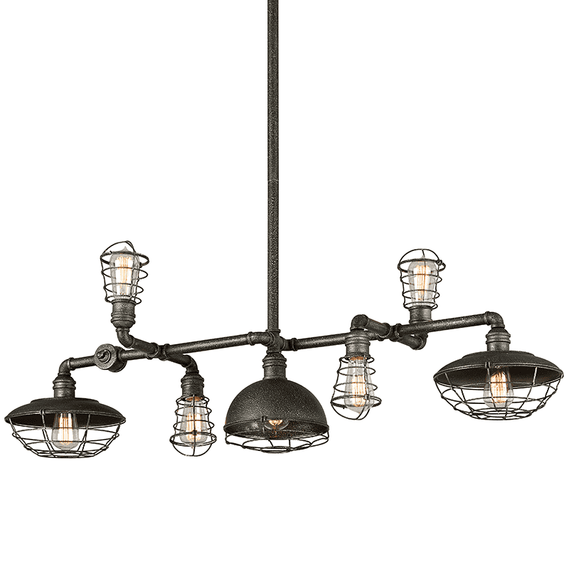 Troy Lighting, Conduit 7Lt Island Old Silver