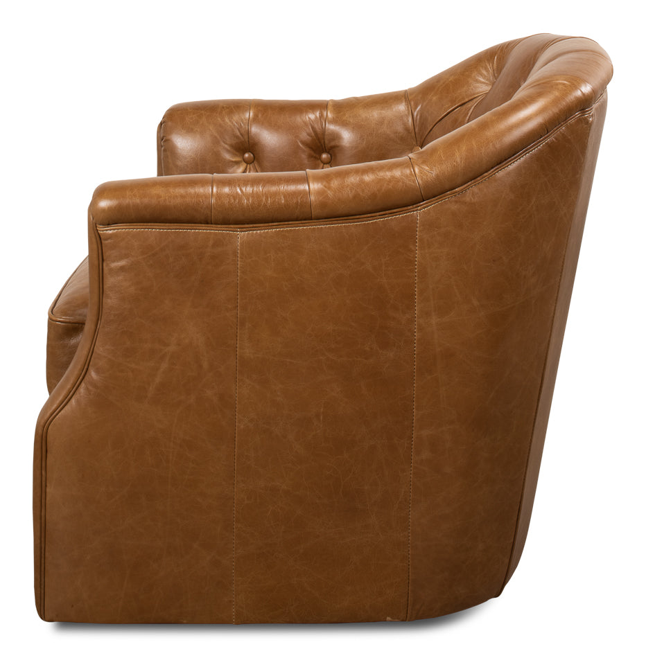 SARREID, Coolidge Leather Swivel Chair