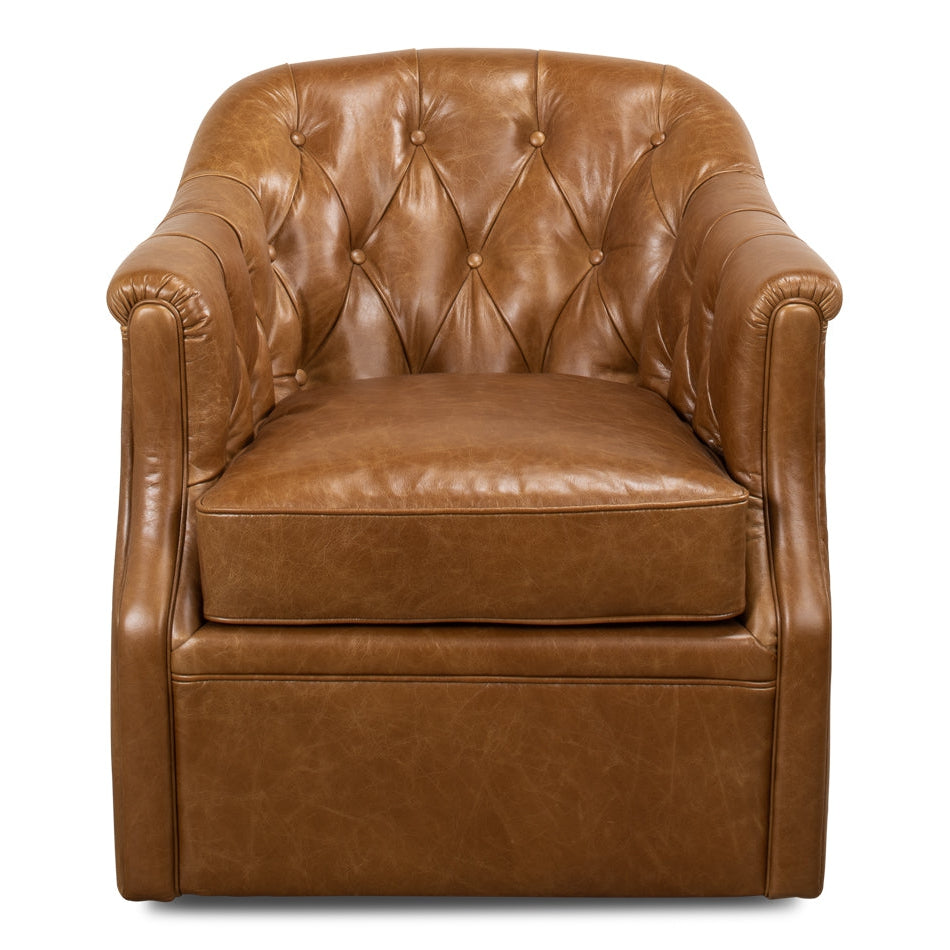 SARREID, Coolidge Leather Swivel Chair