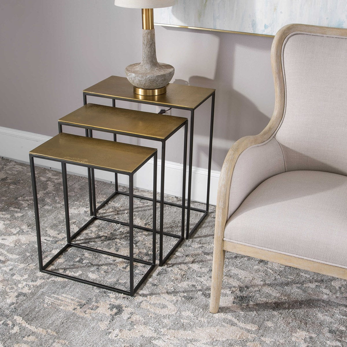 Uttermost, Coreene Nesting Tables, Gold, S/3