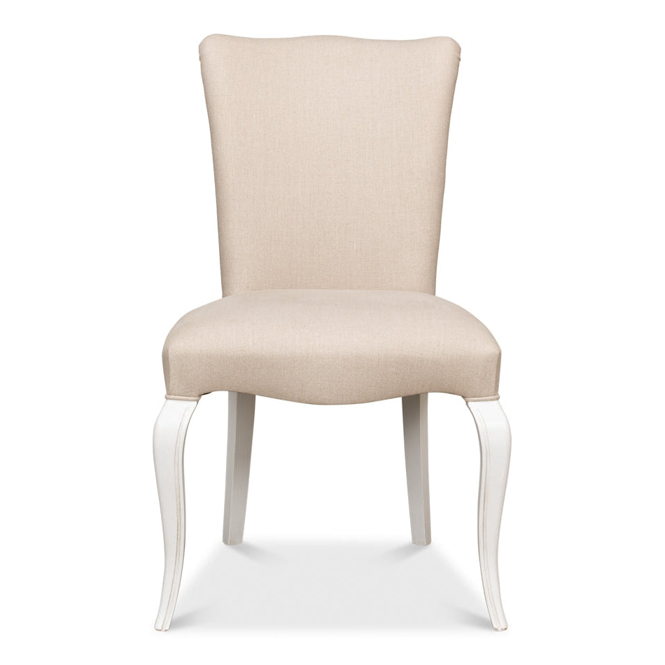 SARREID, Cortina White with Linen Flax side Chair