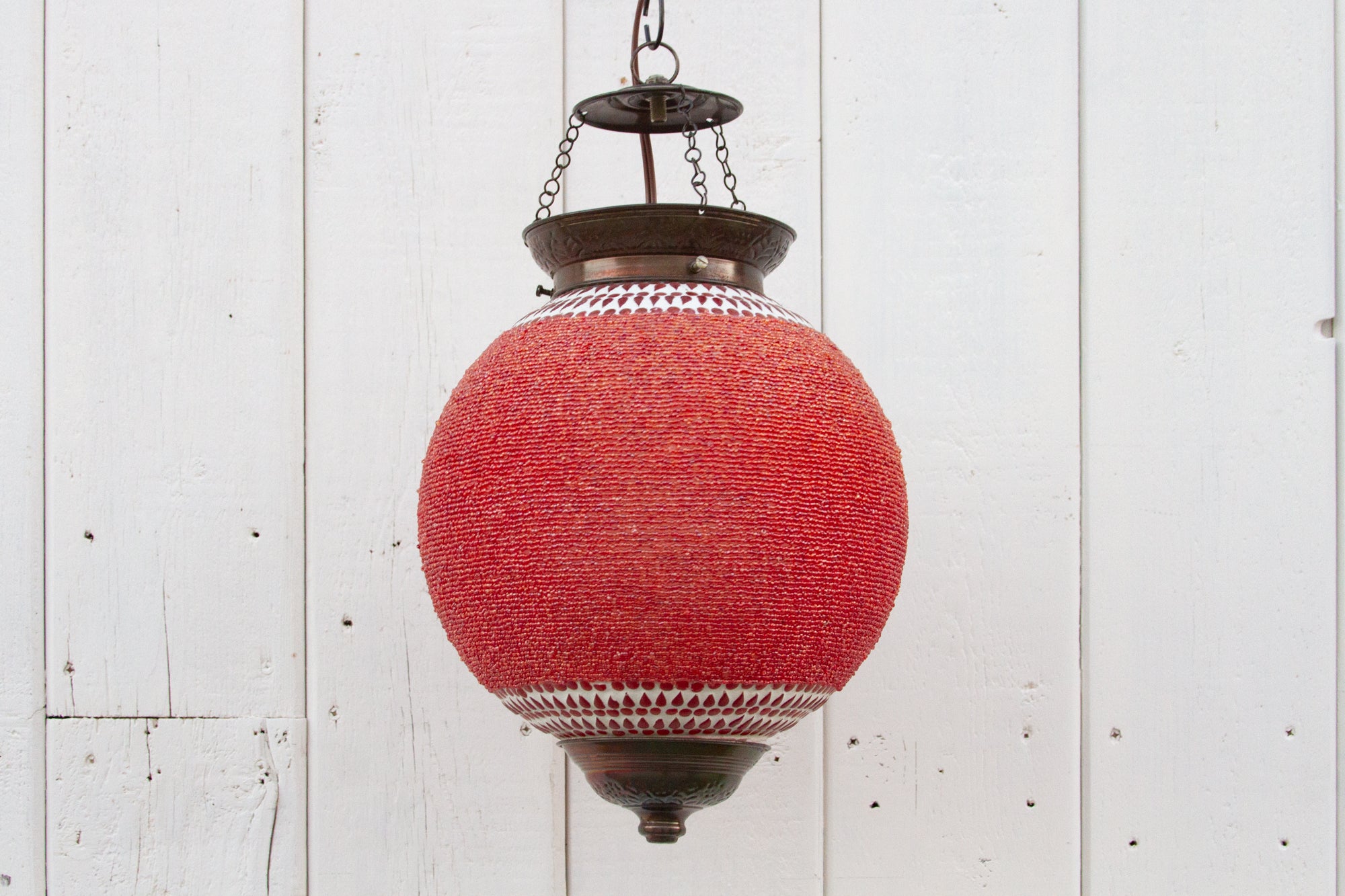 DE-COR | Globally Inspired, Crimson Pendant Sphere Lantern