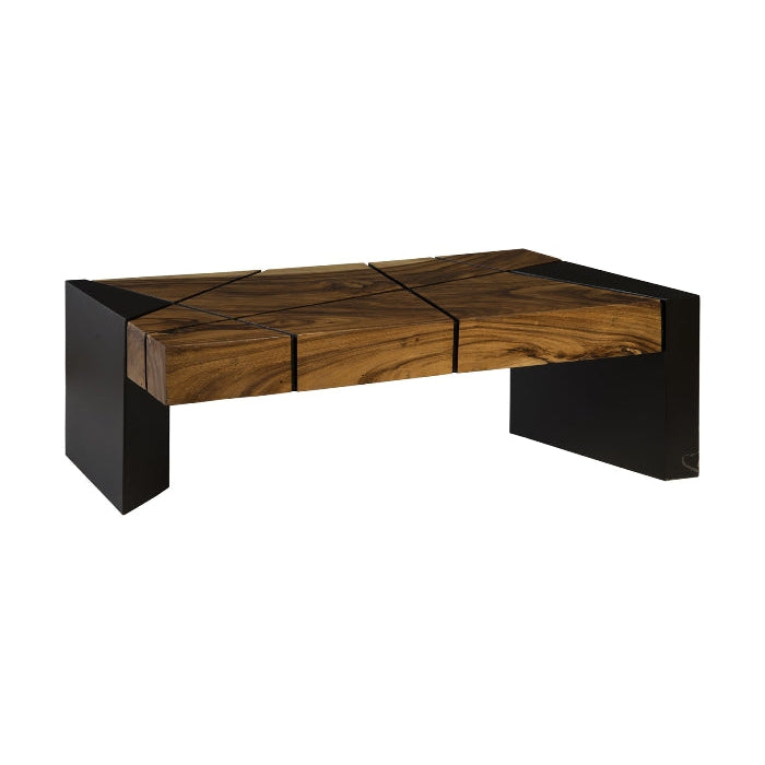 Phillips Collection, Criss Cross Coffee Table on Black Iron Leg