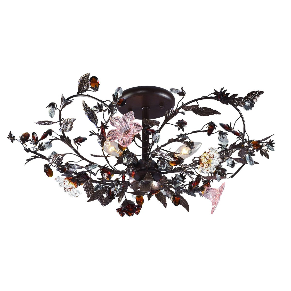 Elk Home, Cristallo Fiore 27'' Wide 3-Light Semi Flush Mount - Deep Rust