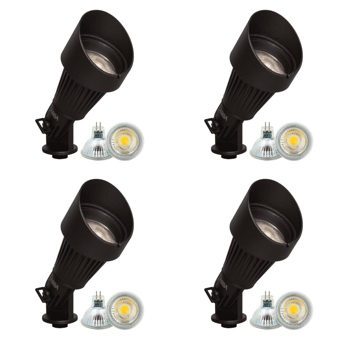 ABBA Lighting USA, DL02 4x/8x/12x Package Low Voltage Waterproof LED Outdoor Spotlight Directional Monopoint Lighting 5W 3000K