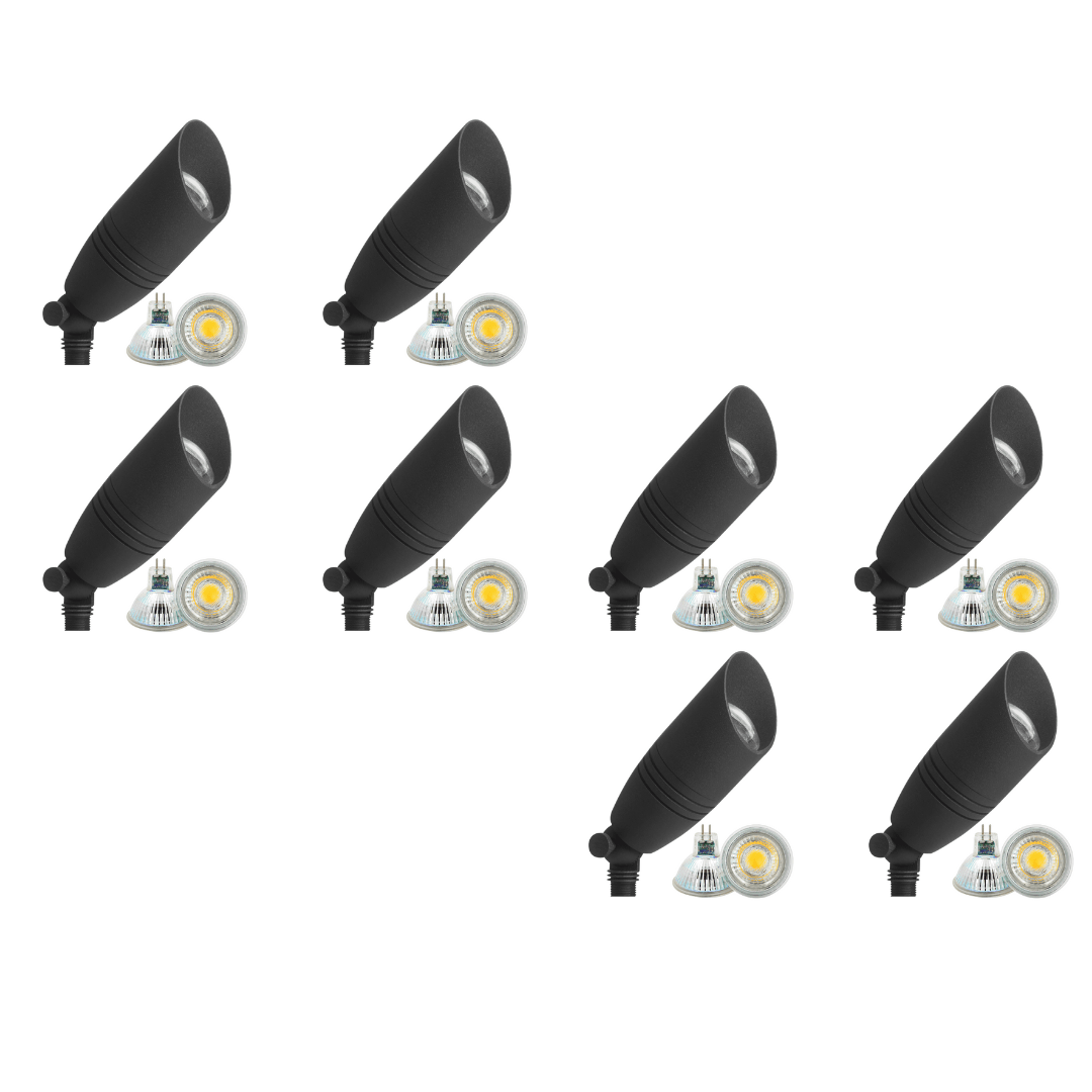 ABBA Lighting USA, DL06 4x/8x/12x Package Low Voltage LED Smooth Bullet Directional Outdoor Spotlight 5W 3000K