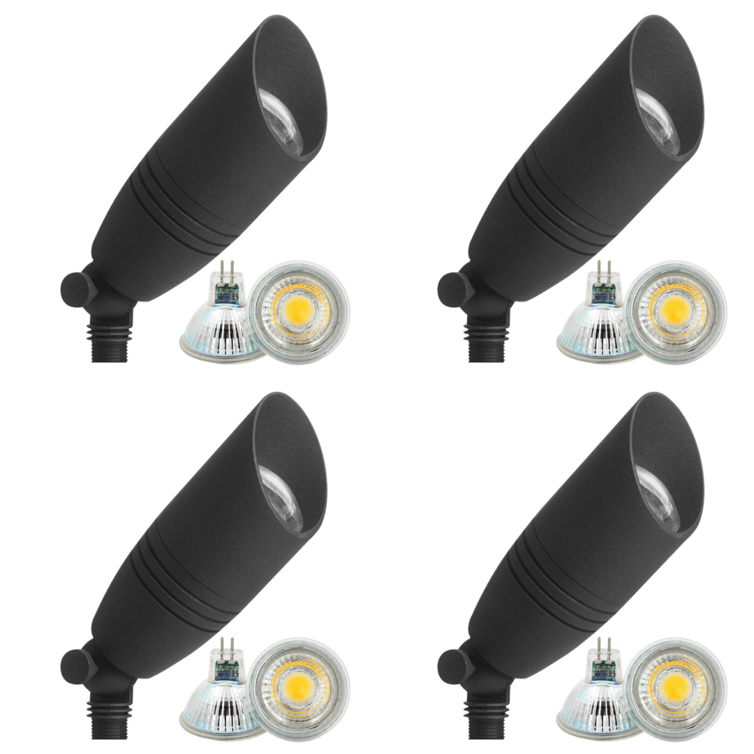 ABBA Lighting USA, DL06 4x/8x/12x Package Low Voltage LED Smooth Bullet Directional Outdoor Spotlight 5W 3000K