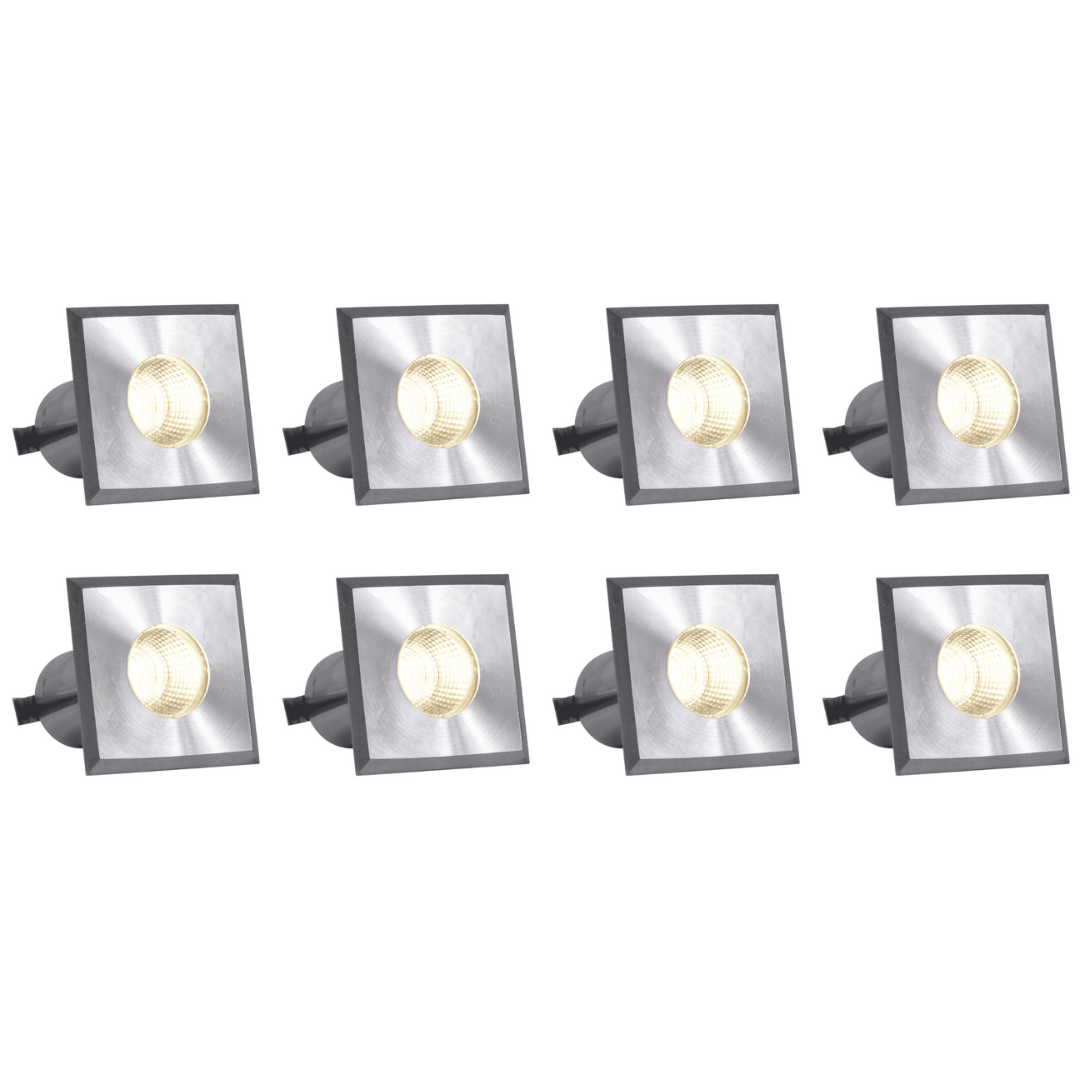 ABBA Lighting USA, DMS52 4x/8x/12x Package 3W COB LED Square Top Stainless Steel Waterproof In-Ground Landscape Well Light 3000K