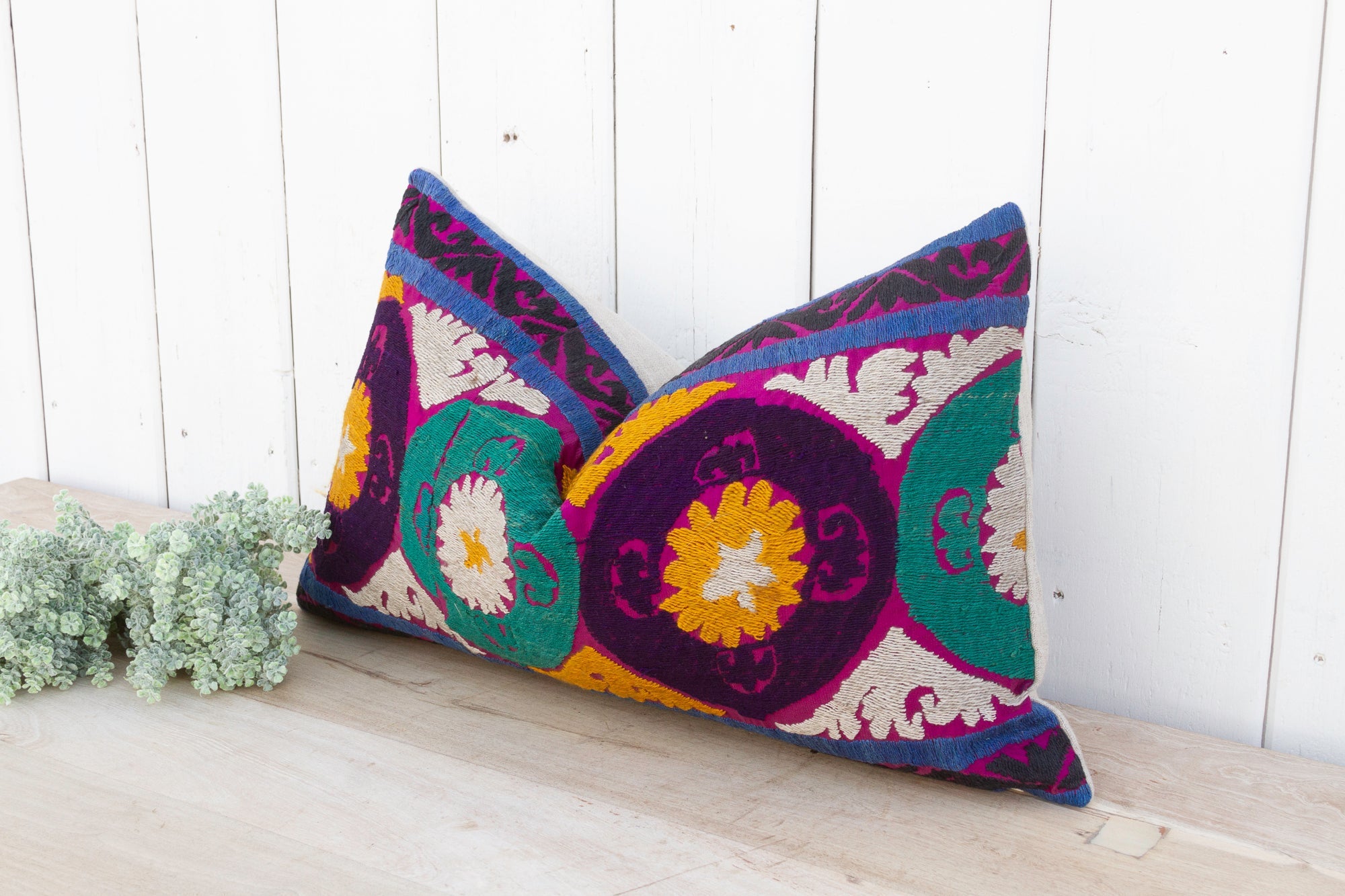 DE-COR | Globally Inspired, Daffodil Suzani Lumbar Pillow (Trade)