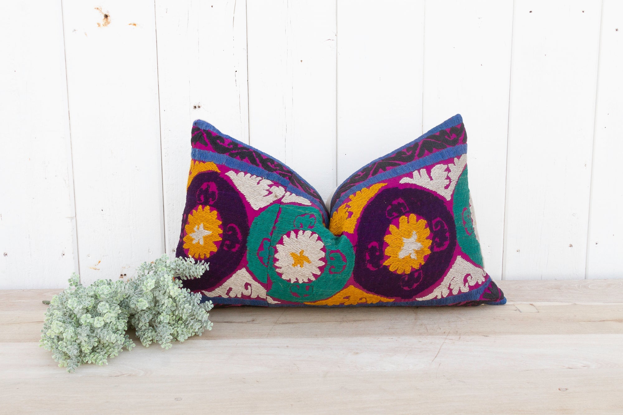 DE-COR | Globally Inspired, Daffodil Suzani Lumbar Pillow (Trade)