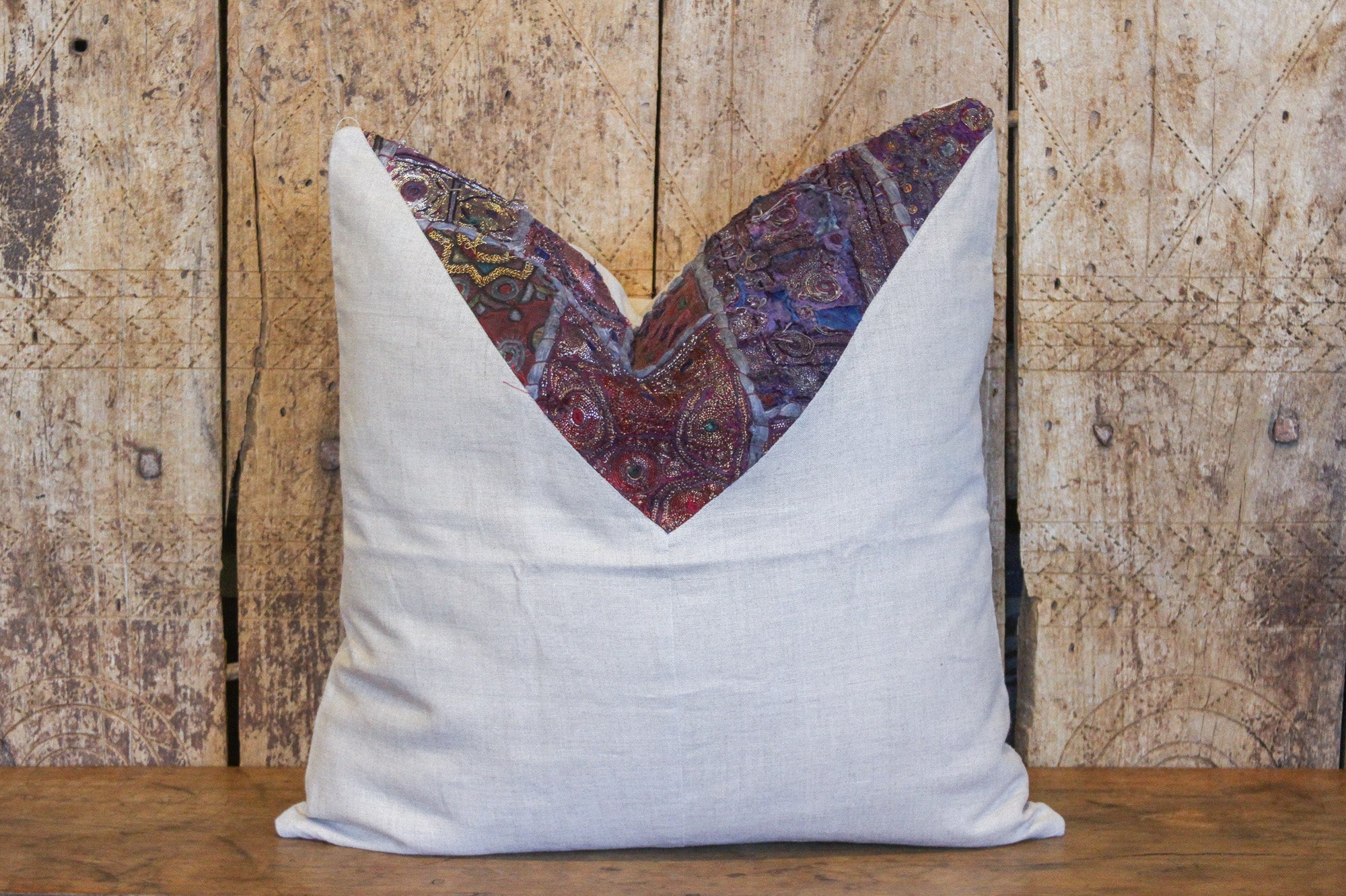 DE-COR | Globally Inspired, Daha Metallic Embroidered Square Pillow