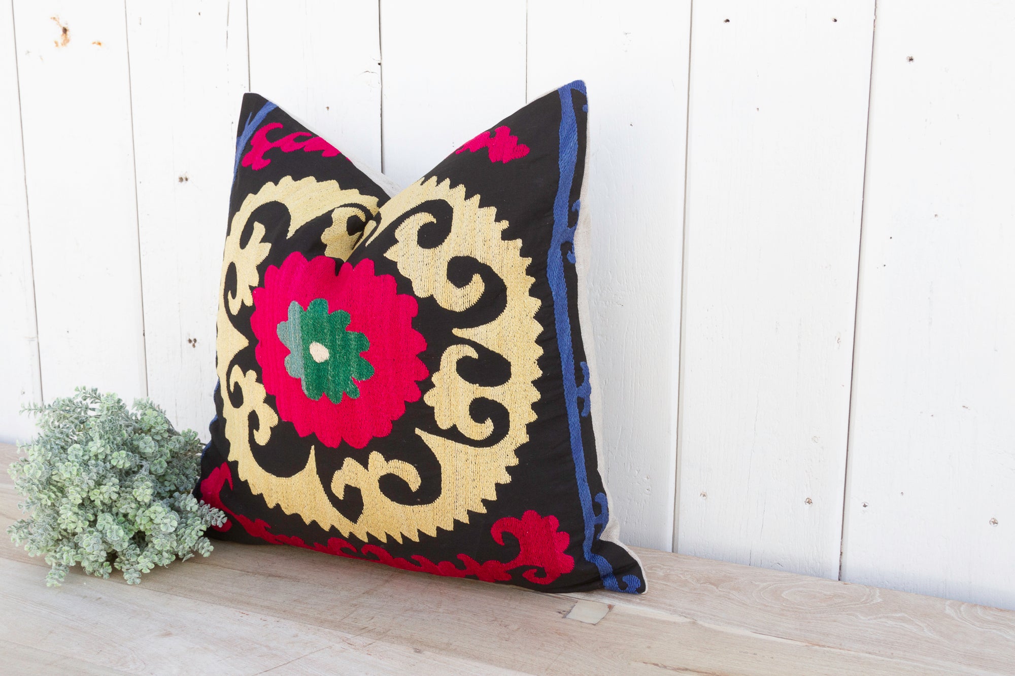 DE-COR | Globally Inspired, Daisy Mandala Vintage Suzani Pillow