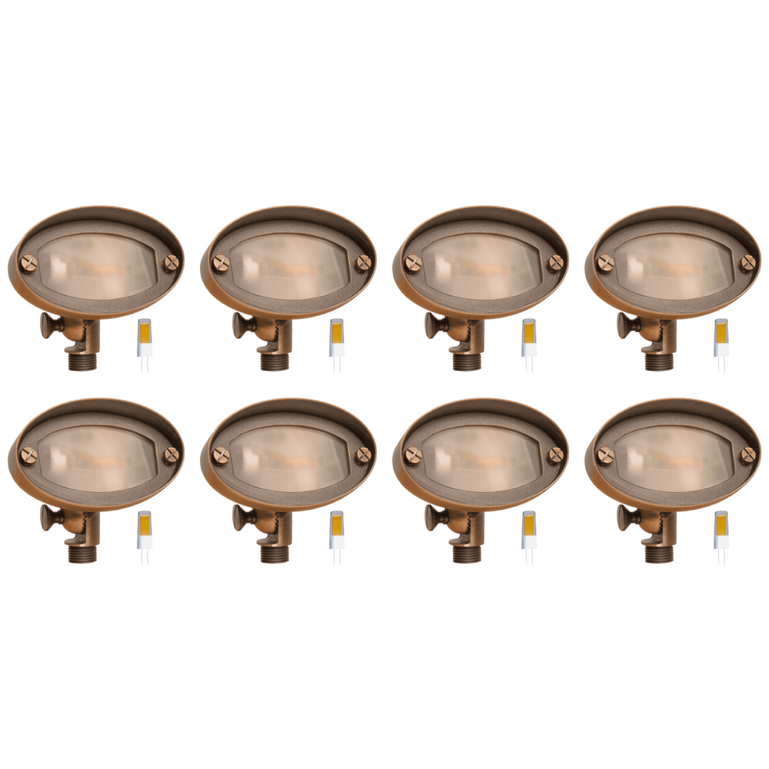 ABBA Lighting USA, FPB03 4x/8x/12x Package Brass Oval LED Directional Flood Light Adjustable Lighting 5W 3000K Bulb