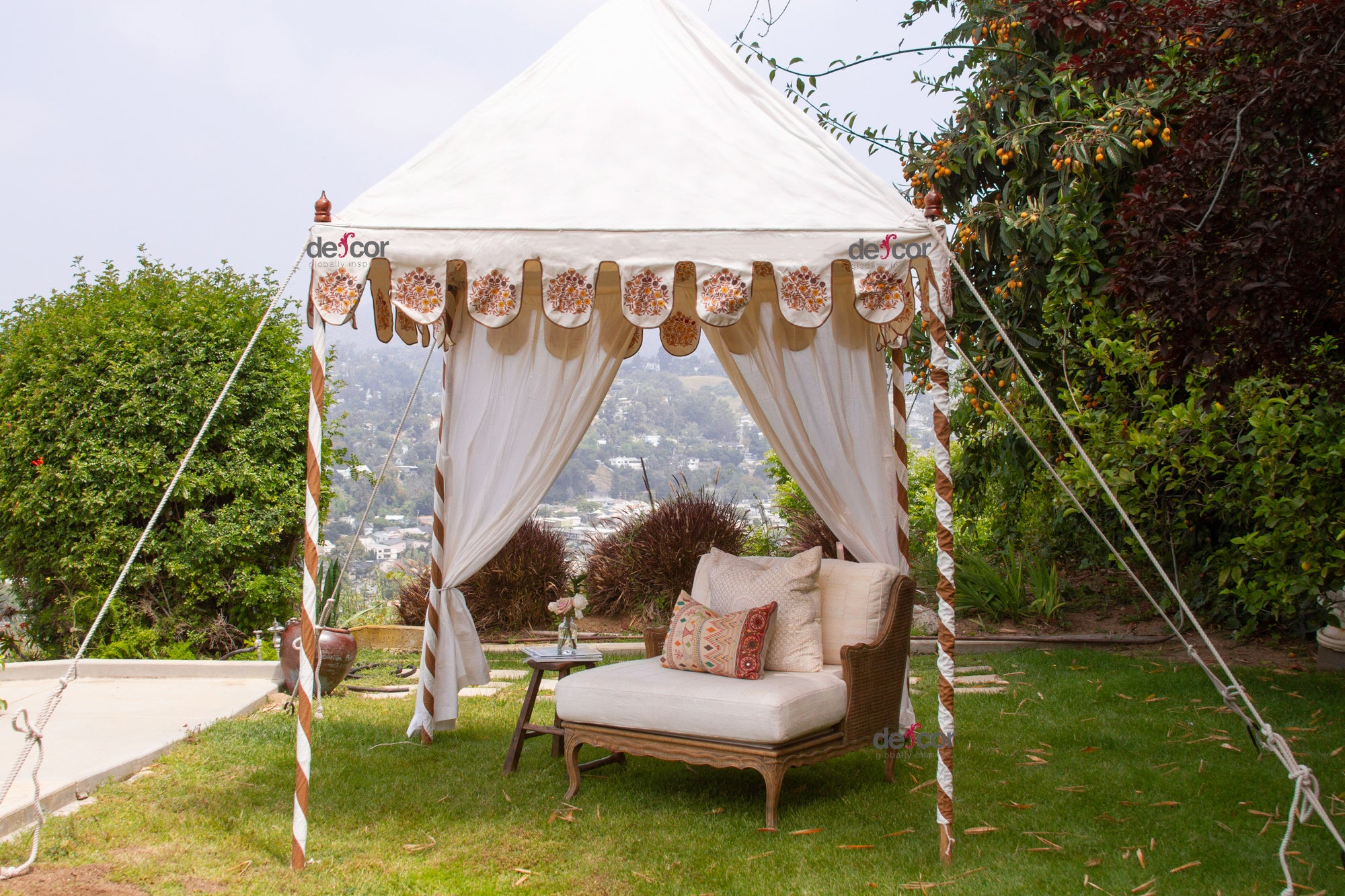 DE-COR | Globally Inspired, Floral Marigold Blockprint Indian Canopy Tent (Trade)