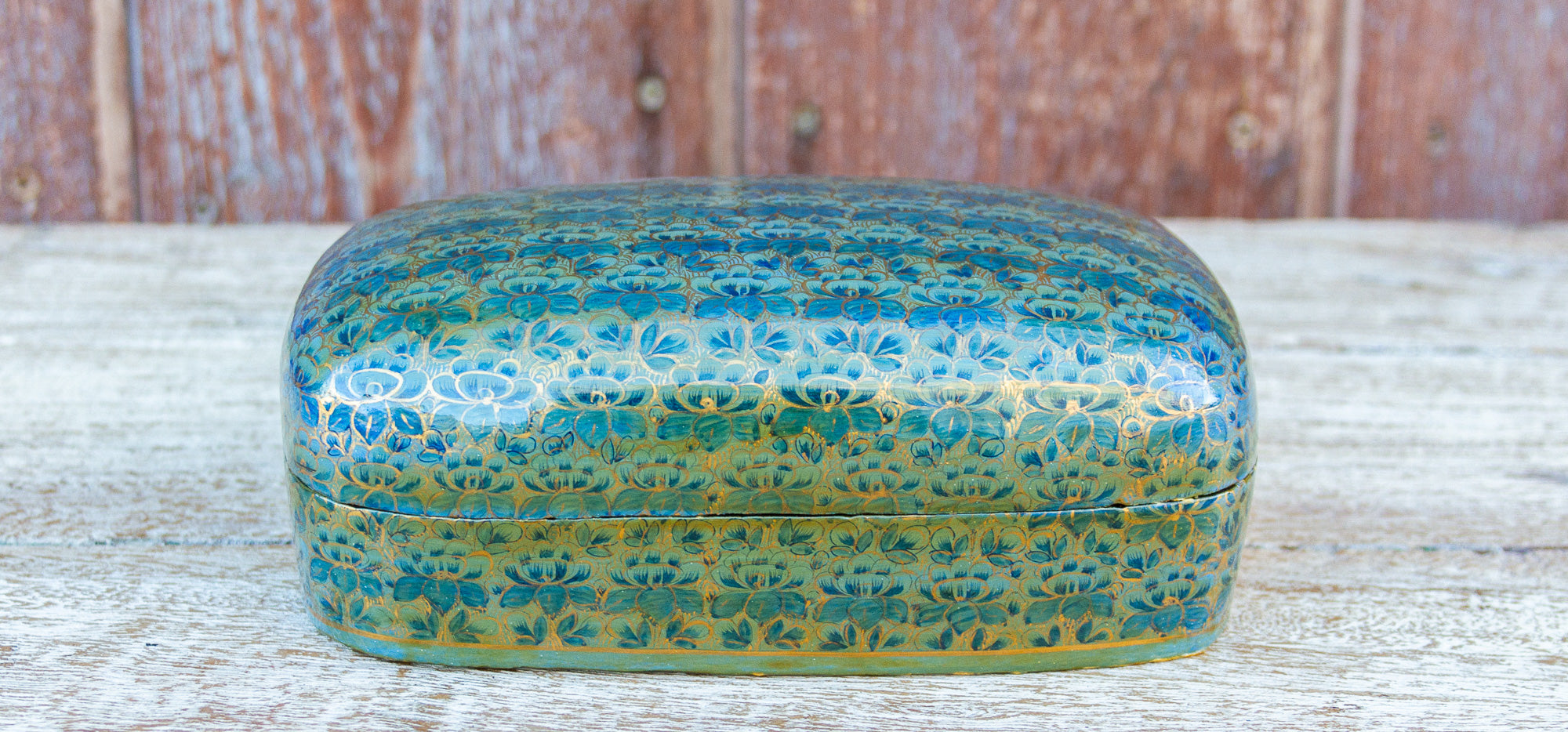 DE-COR | Globally Inspired, Kashmiri Lotus Painted Jewelry Box