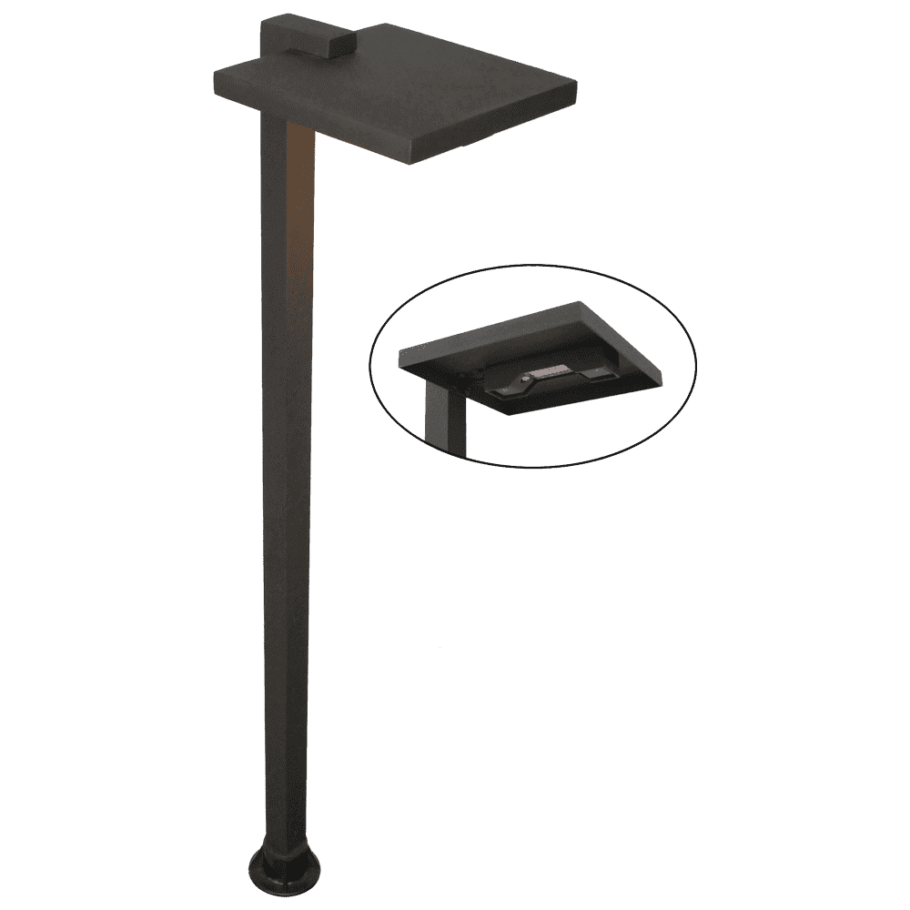 Luminosity Lighting, LP002 12V 3W LED Shallow Shade Mid Century Square Top Bollard Path Light