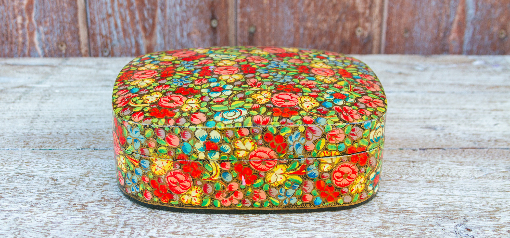 DE-COR | Globally Inspired, Large Garden of Flowers Kashmiri Box