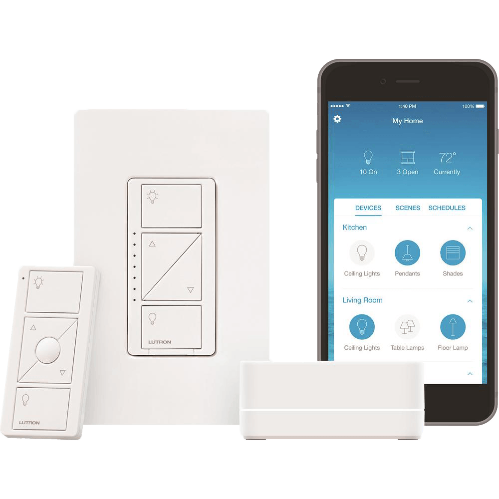 Lutron, Lutron Caseta Wireless Smart Lighting Dimmer Switch with Smart Bridge Starter Kit