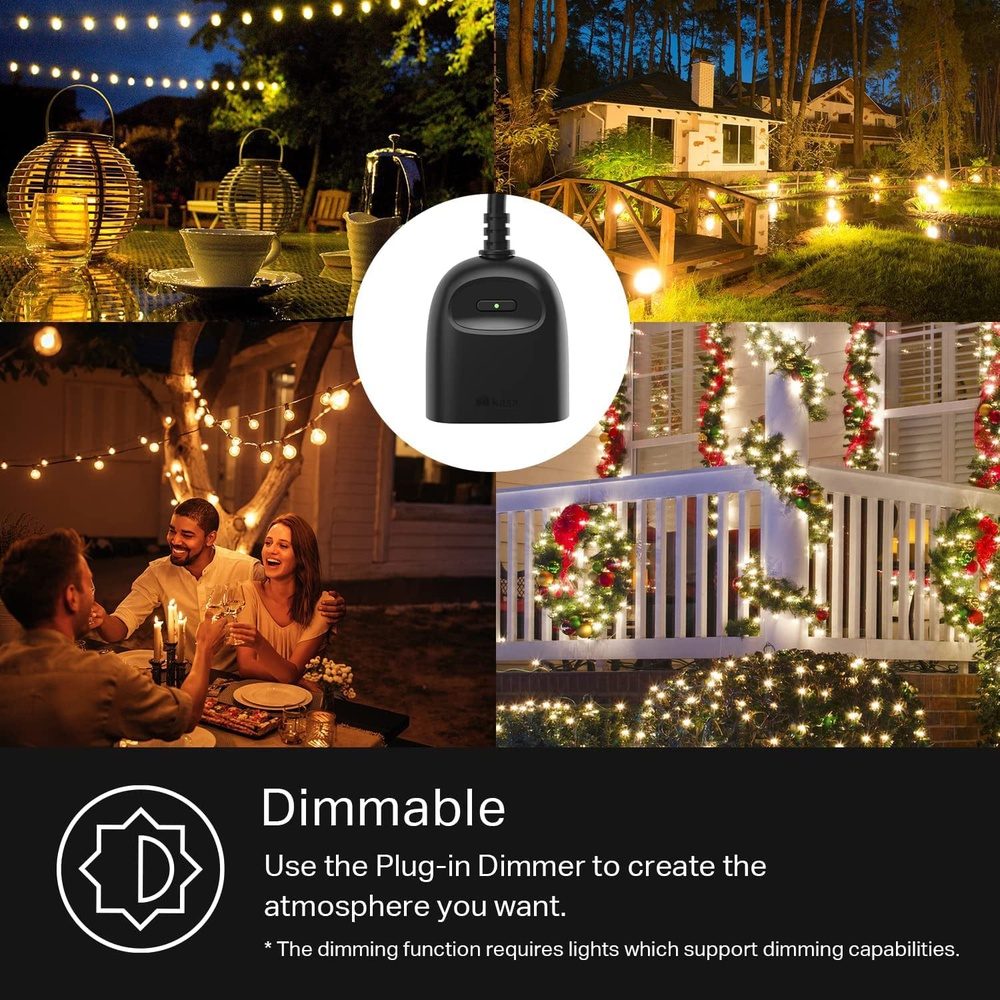 Kings Outdoor Lighting, Outdoor Dimmable Smart Plug Single Socket, Smart Home Wi-Fi Outlet Timer