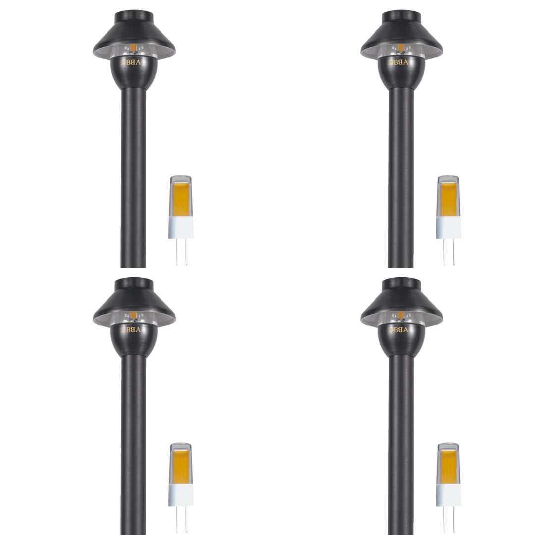 ABBA Lighting USA, PLB01 4x/8x/12x Package 12V G4 Snub Low Voltage Heavy Duty Cast Brass Outdoor LED Pathway Light 2W 3000K Bulb