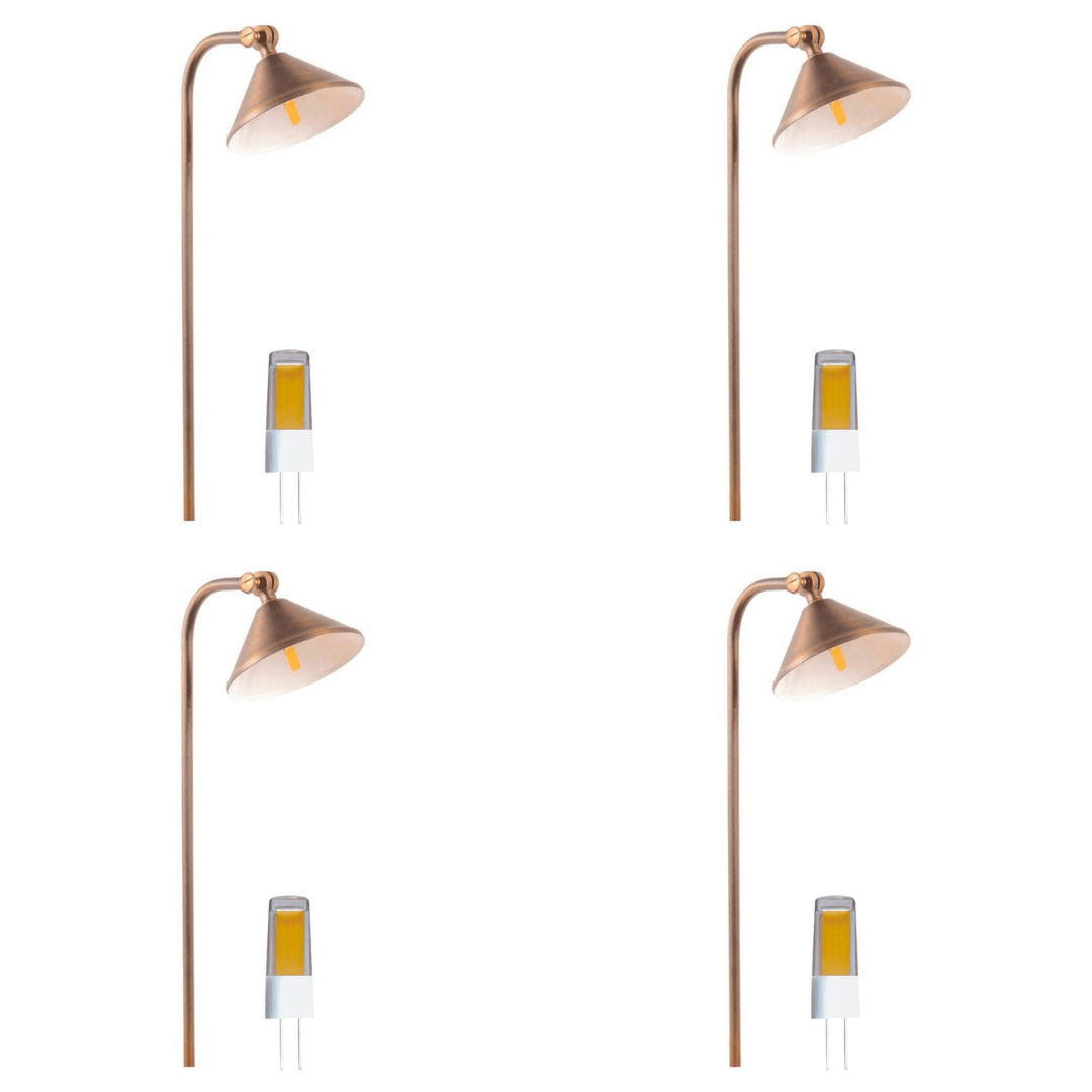 ABBA Lighting USA, PLB05 4x/8x/12x Package LED Low Voltage Landscape Brass Lighting Directional Pathway Light 5W 3000K Bulb