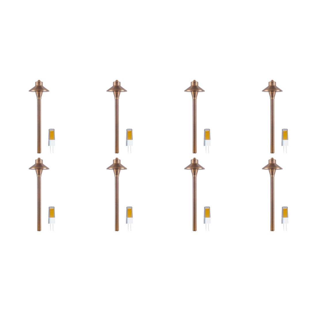 ABBA Lighting USA, PLB06 4x/8x/12x Package 12V G4 Snub Low Voltage Heavy Duty Cast Brass Outdoor LED Pathway Light 5W 3000K