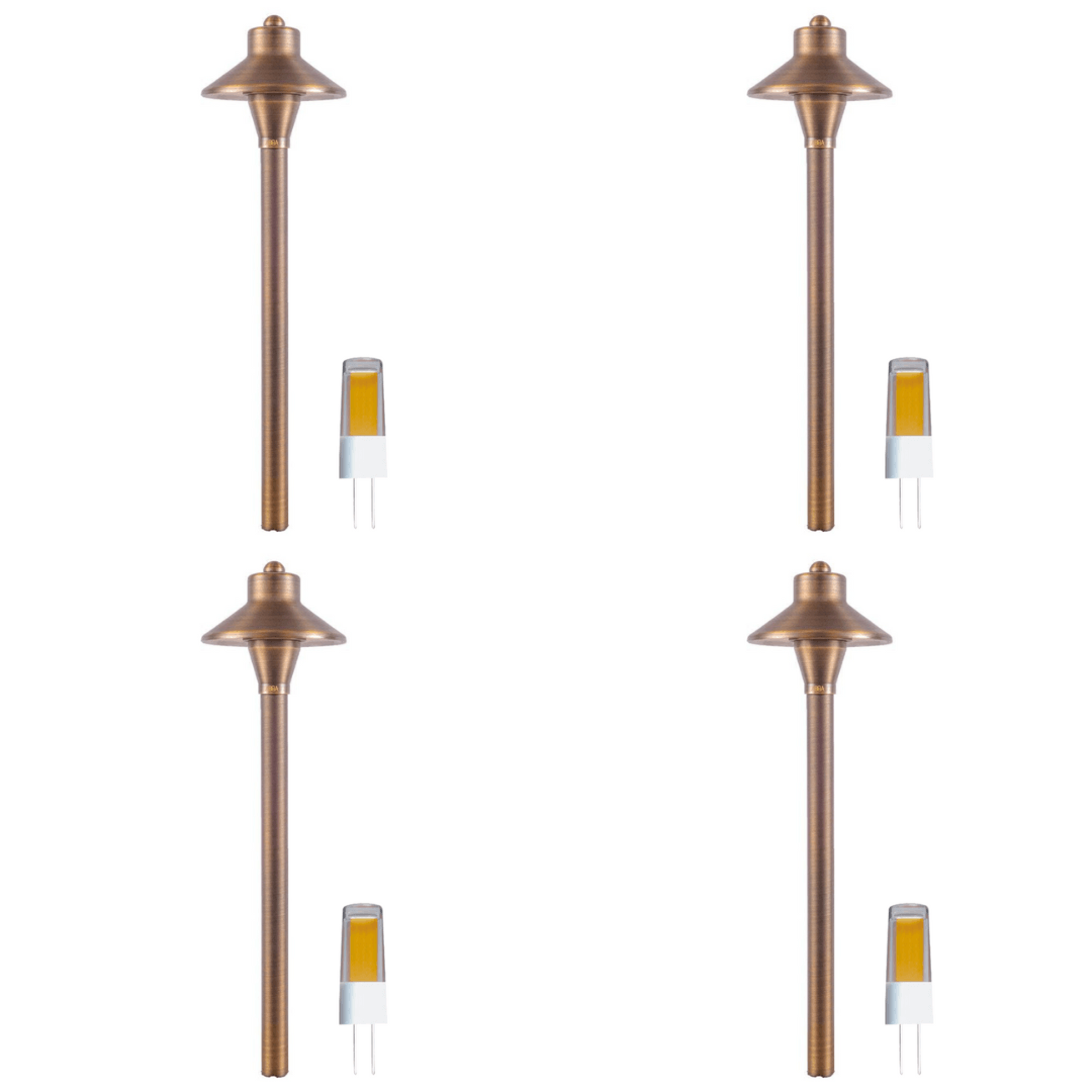 ABBA Lighting USA, PLB06 4x/8x/12x Package 12V G4 Snub Low Voltage Heavy Duty Cast Brass Outdoor LED Pathway Light 5W 3000K