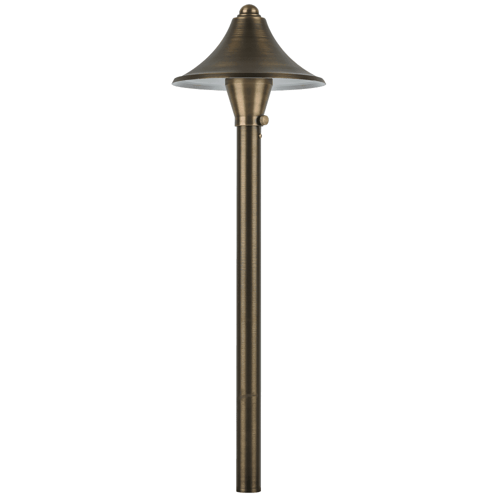 ABBA Lighting USA, PLB09 Brass LED Cone Lamp Ready Low Voltage Pathway Outdoor Landscape Lighting Fixture