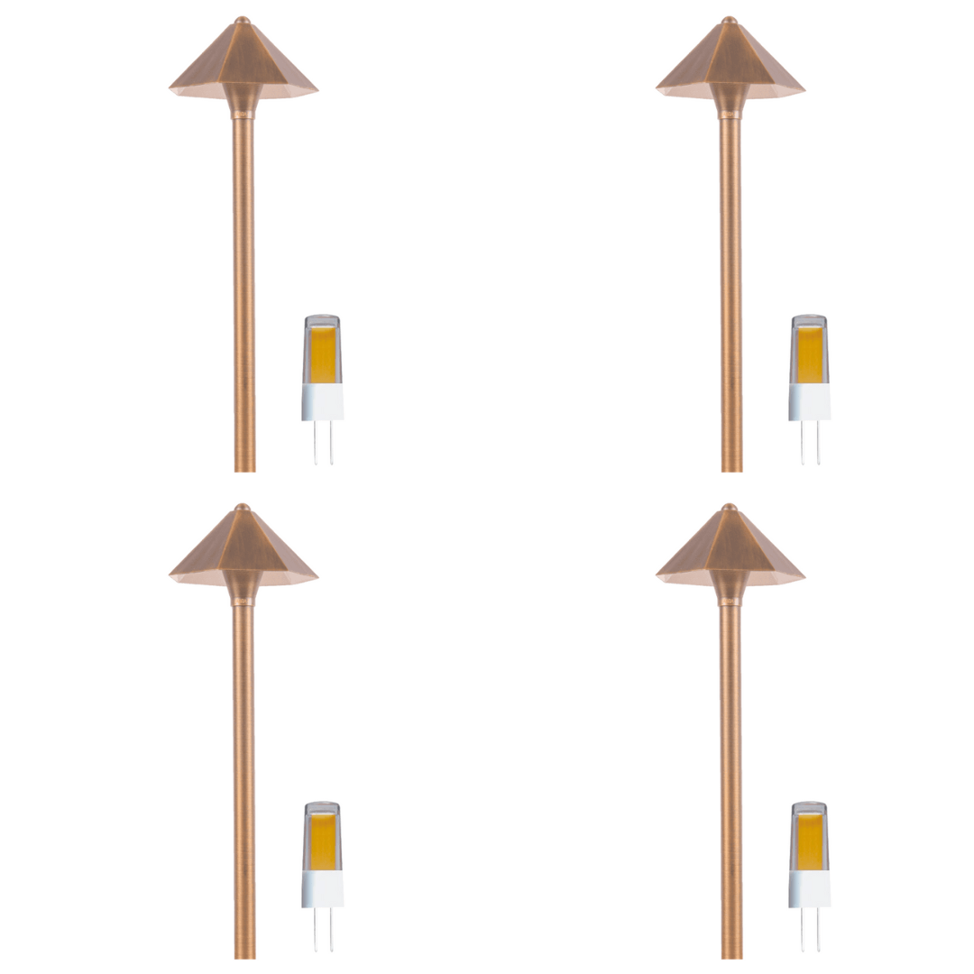 ABBA Lighting USA, PLB11 4x/8x/12x Package Brass LED Low Voltage Pathway Outdoor Lighting Landscape Fixture 5W 3000K Bulb