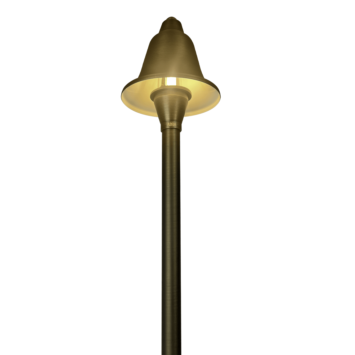 ABBA Lighting USA, PLB17 Cast Brass LED Bell Shaped Lamp Ready Low Voltage Pathway Outdoor Landscape Lighting Fixture