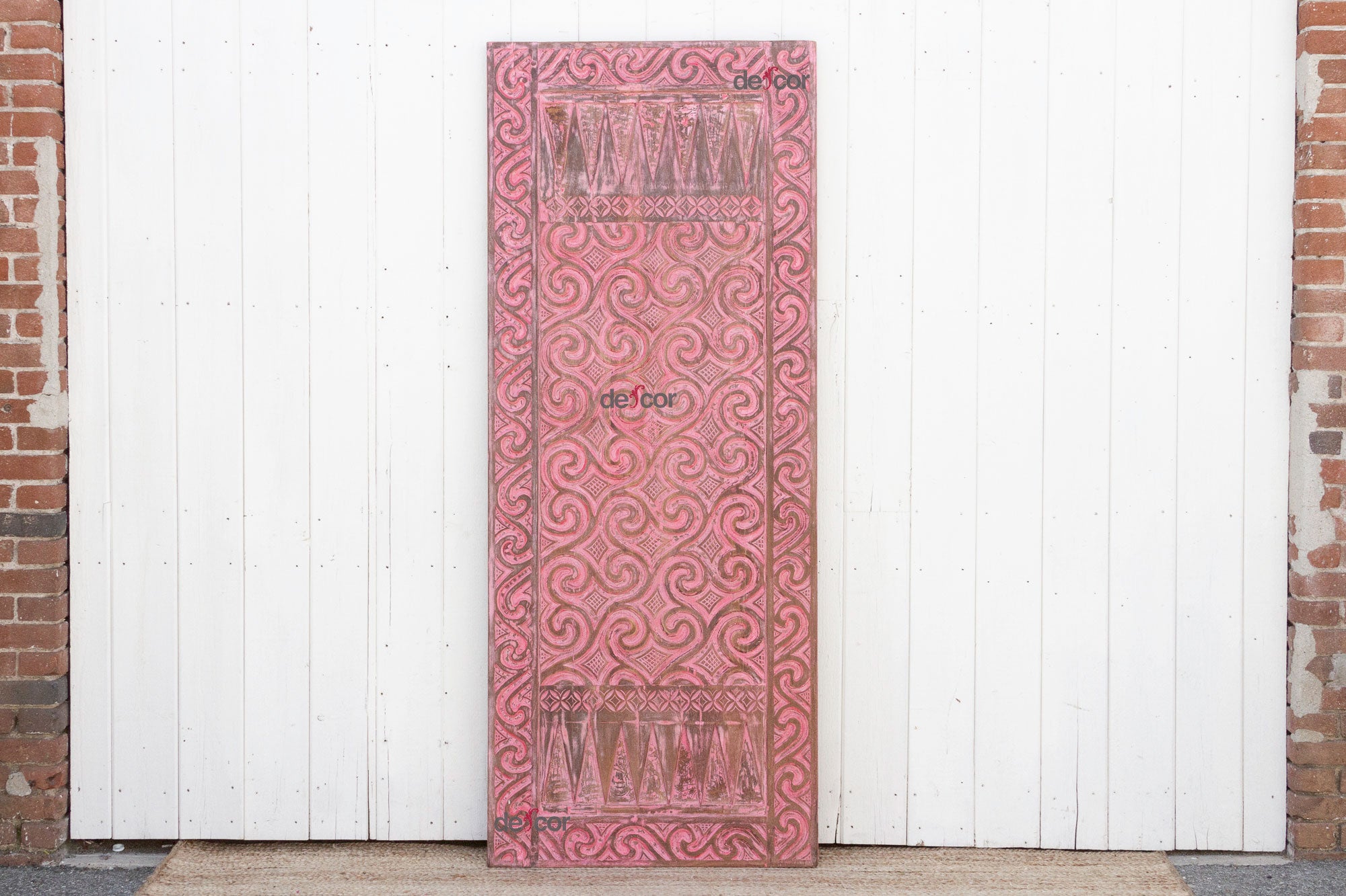 DE-COR | Globally Inspired, Painted Rose Reclaimed Wood Carved Door