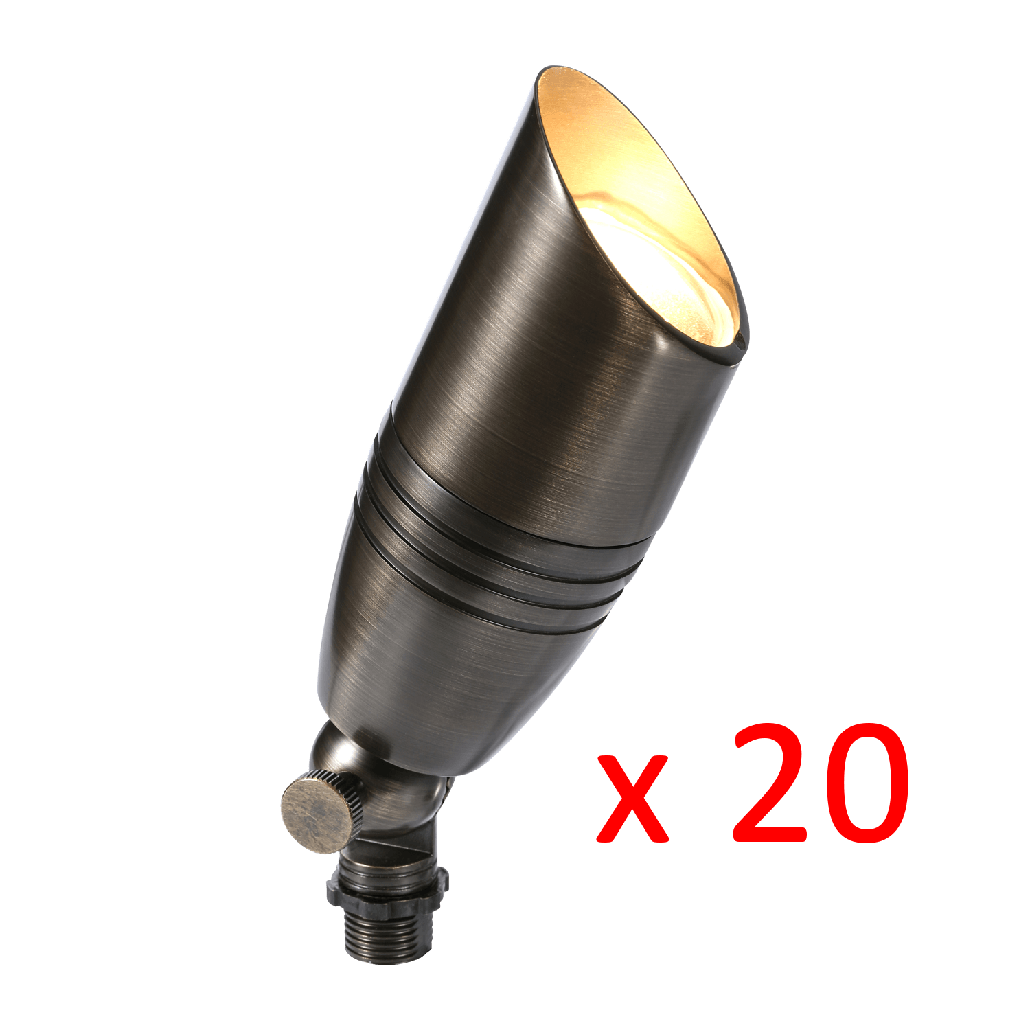 Radar Lighting, RAL8102 x20 Package Brass Bullet Accent Light Low Voltage LED Outdoor Landscape Spotlight