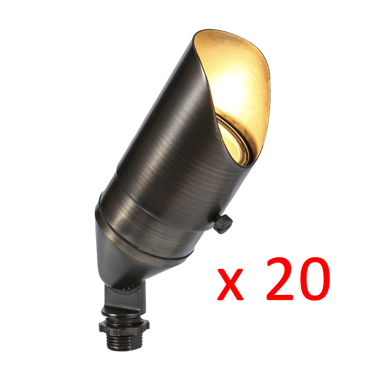 Radar Lighting, RAL8105 x20 Package Brass Bullet Accent Light Low Voltage LED Outdoor Landscape Spotlight